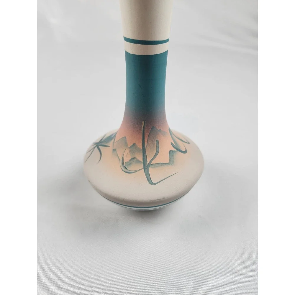 Vintage Hand Painted Southwestern Desert Bud Vase 8.5